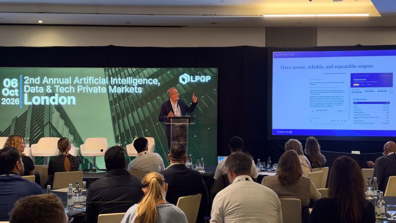 Juan Manrique, Chief Innovation Officer at Investor Pointe, presenting at LPGP Connect London 2026 on making AI secure, reliable and repeatable in private markets.